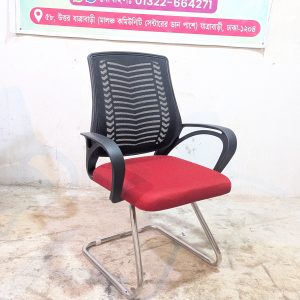 V Mesh Visitor Chair - Black+Red