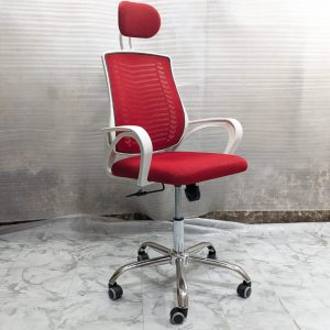 VIP V Mesh Chair - Red Colour White Body