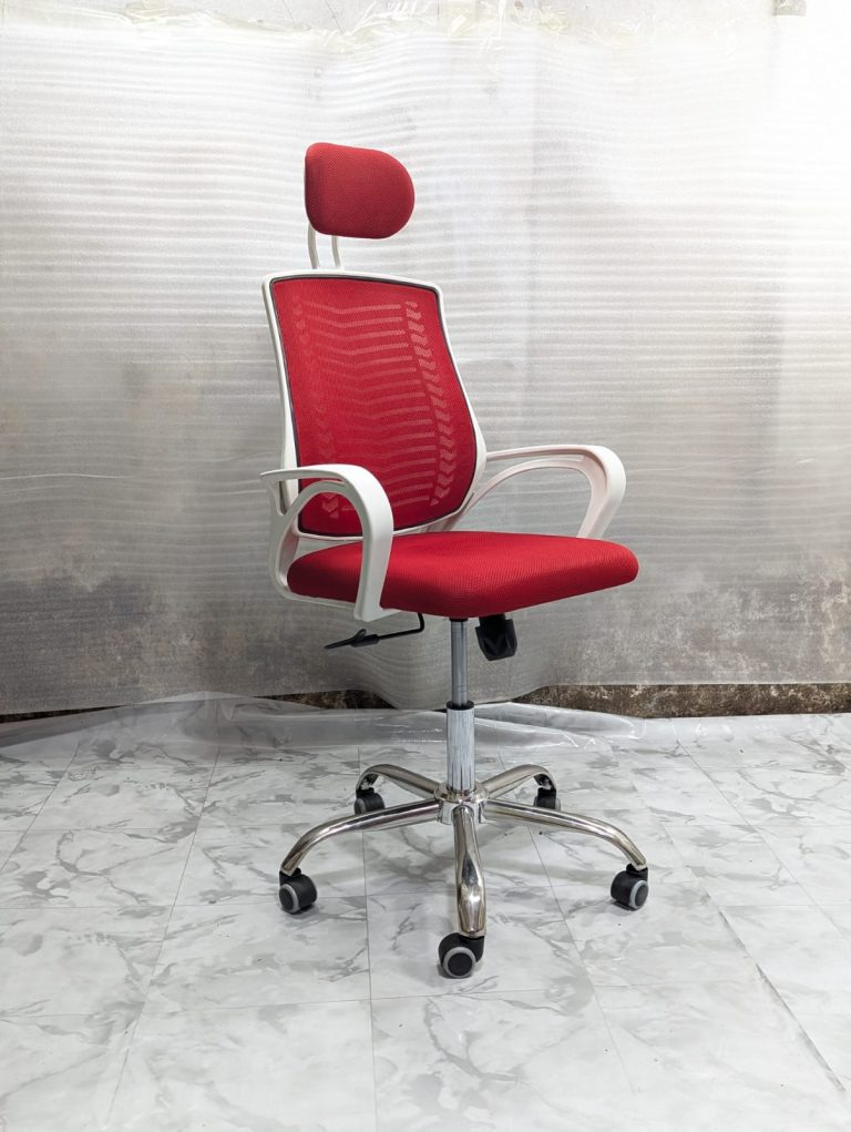 VIP V Mesh Chair - Red Colour White Body