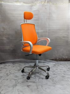 VIP V Mesh Chair - Orange Colour White Body