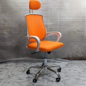 VIP V Mesh Chair - Orange Colour White Body